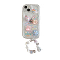 Bear and rabbit compatible iphone 16 case, ip14 pro bracelet, apple 17 girl's style pendant