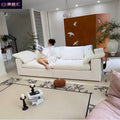 Cloud sofa chenille home cream white wabi-sabi style down sofa removable and washable fabric sofa