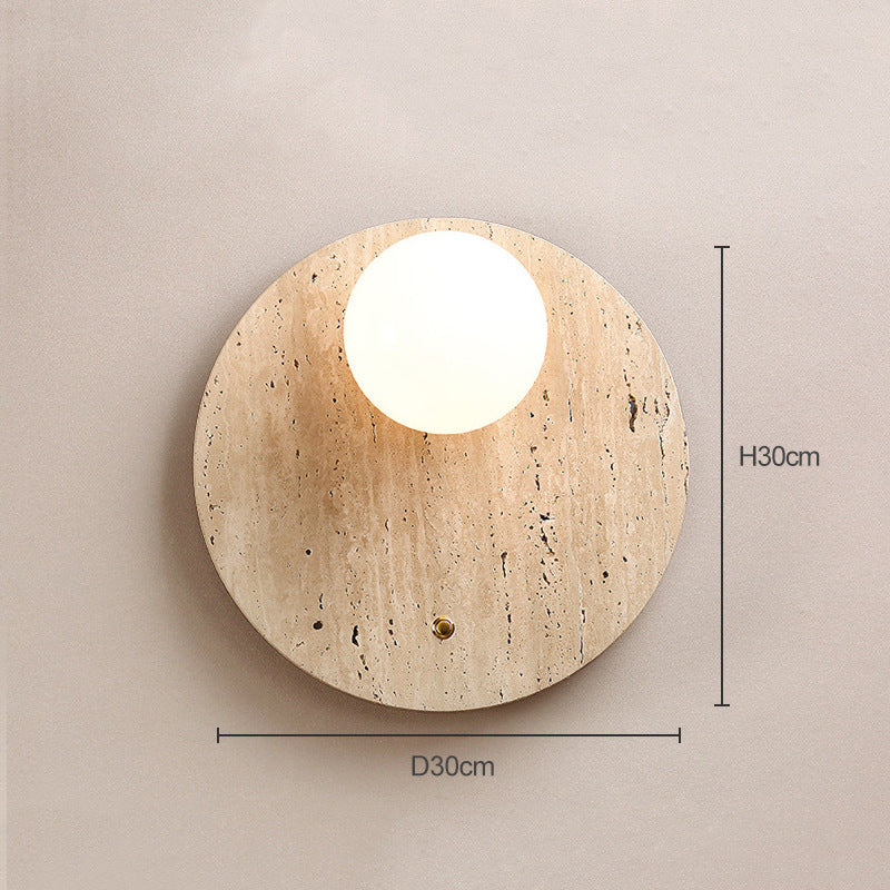 Yellow travertine wall lamp bedroom bedside lamp Japanese cream wabi sanfeng homestay corridor Nordic living room background wall lamp