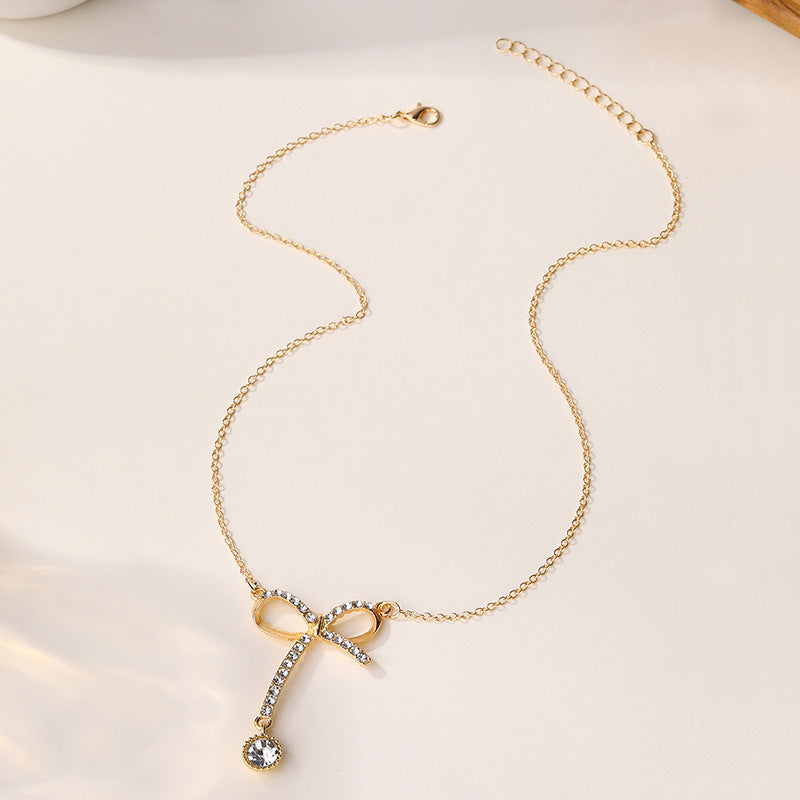 Wholesale luxury necklace fashion cross-border jewelry women's personalized alloy diamond ball minimalist versatile autumn and winter sweater necklace