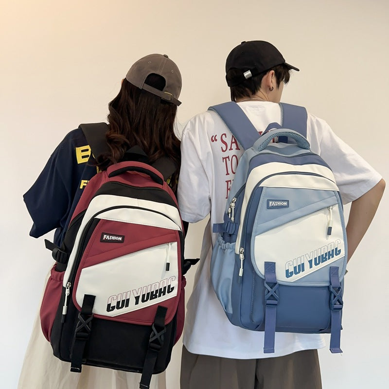 New junior high school schoolbag, college student college style casual simple backpack, fashion trend middle school backpack