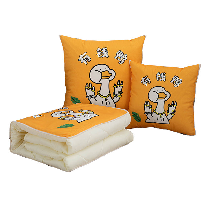 Dual-purpose pillow and quilt, advertising gift, air-conditioning quilt, office car nap pillow, side sleeping home cartoon