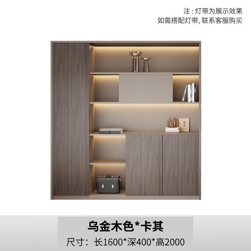 New chinoiserie office file cabinet wooden bookcase boss table background cabinet wall-mounted floor-standing five or six-door cabinetaccessible luxury