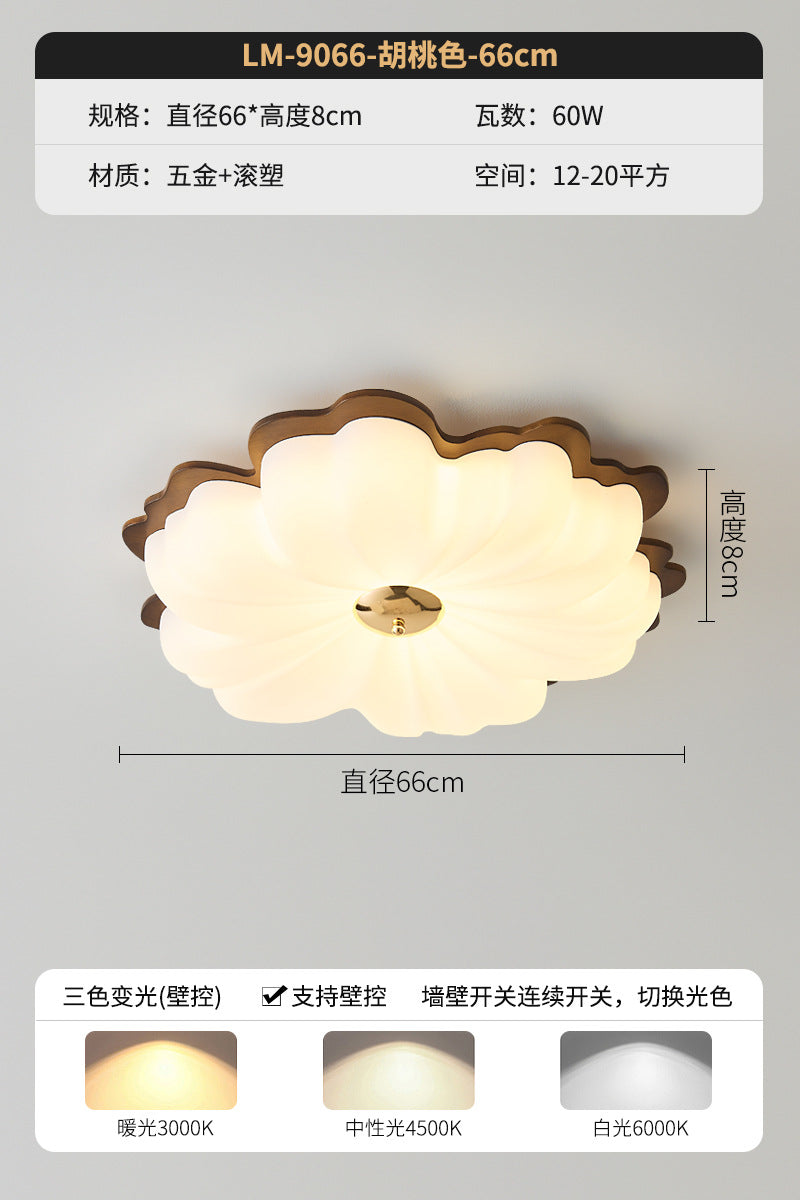 Walnut bedroom ceiling light medium antique solid wood petals full spectrum eye protection super bright book room children's room light