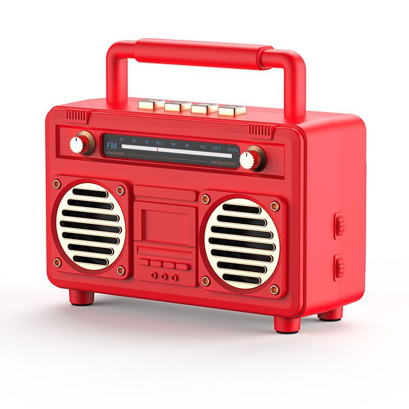 New retro bluetooth speaker - super loud volume, small home audio system with 9d surround sound, deep bass, and card slot - nostalgic sound