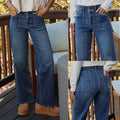 Fashionjeans women's new best-selling fashionelegantwork clothing raw edge straight-leg pants washed stretch jeans