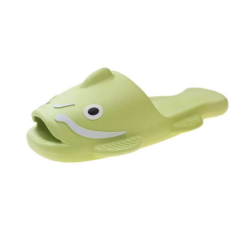 2024 summer new cartoon catfish platform casual slippers women's ins popular couple's one-strap beach fish slippers