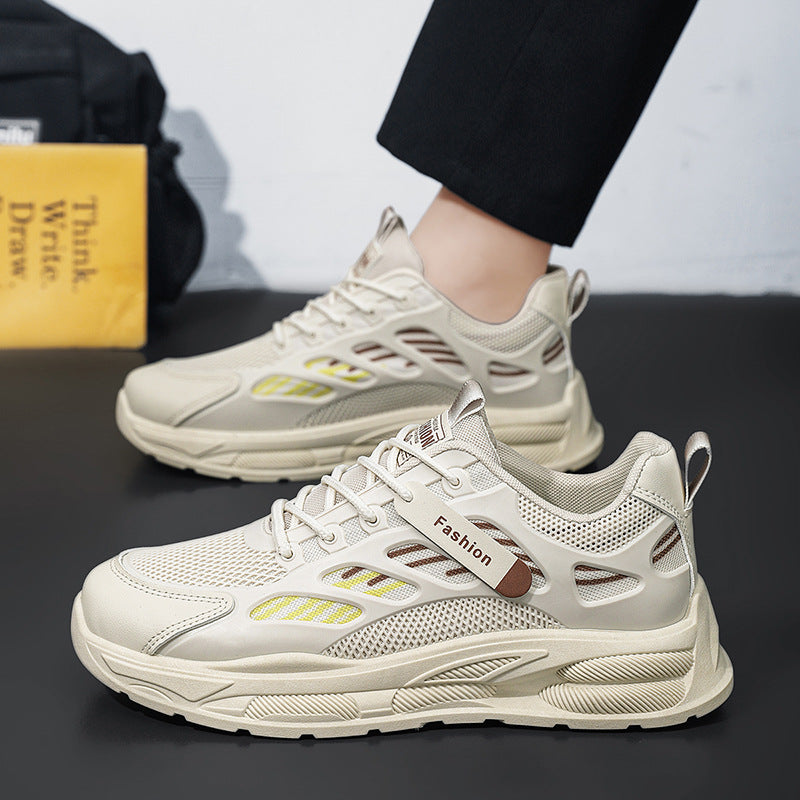 Men's shoes 2026 new spring breathable trendy versatile low-top sneakers student casual running white dad shoes
