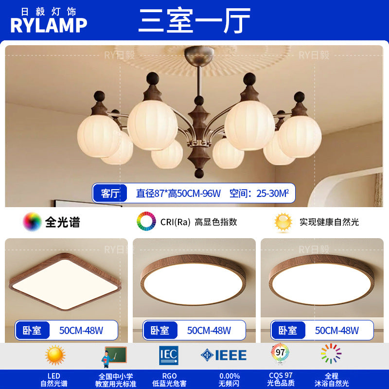 French antique living room chandelier retro high-end solid wood designer bedroom dining room art Zhongshan lighting