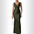 European and american slim-fit solid color chic sexy foreign trade slit satin dress