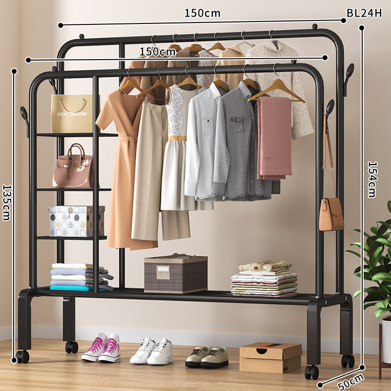 Simple clothes drying rack floor-standing for home clothes rack bedroom dormitory coat rack indoor balcony clothes drying clothes pole rack