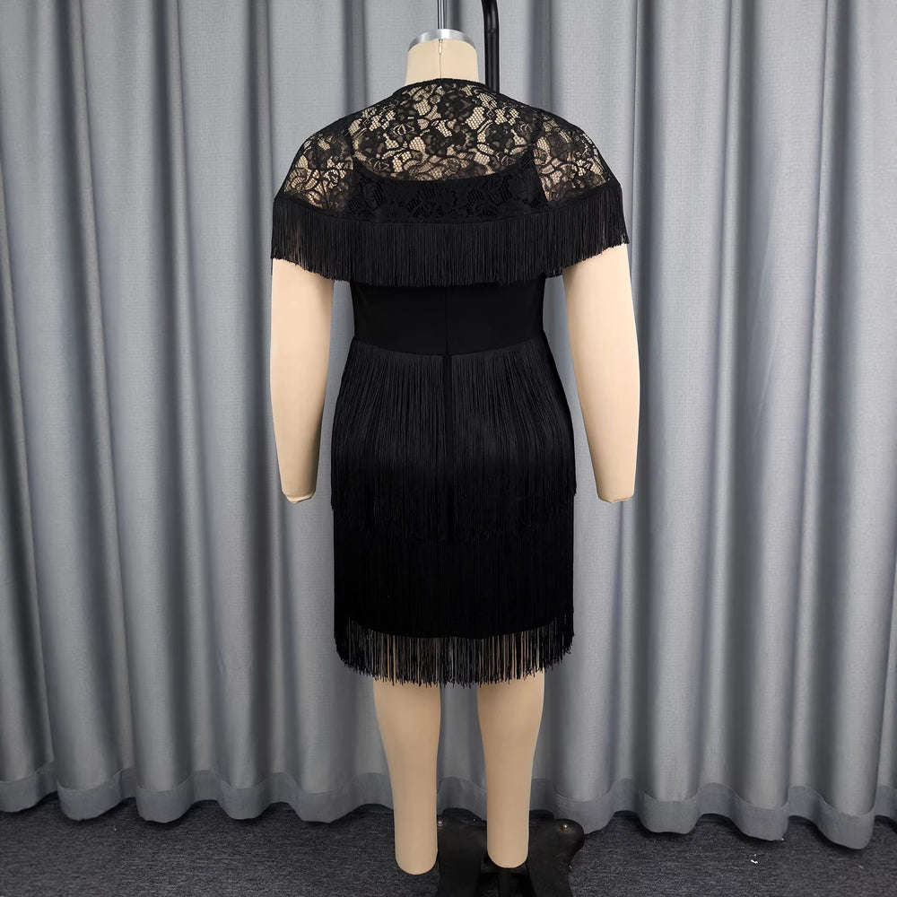 spring elegance tassel patchwork mesh silm hip skirt cross-border elegant work clothingdresses