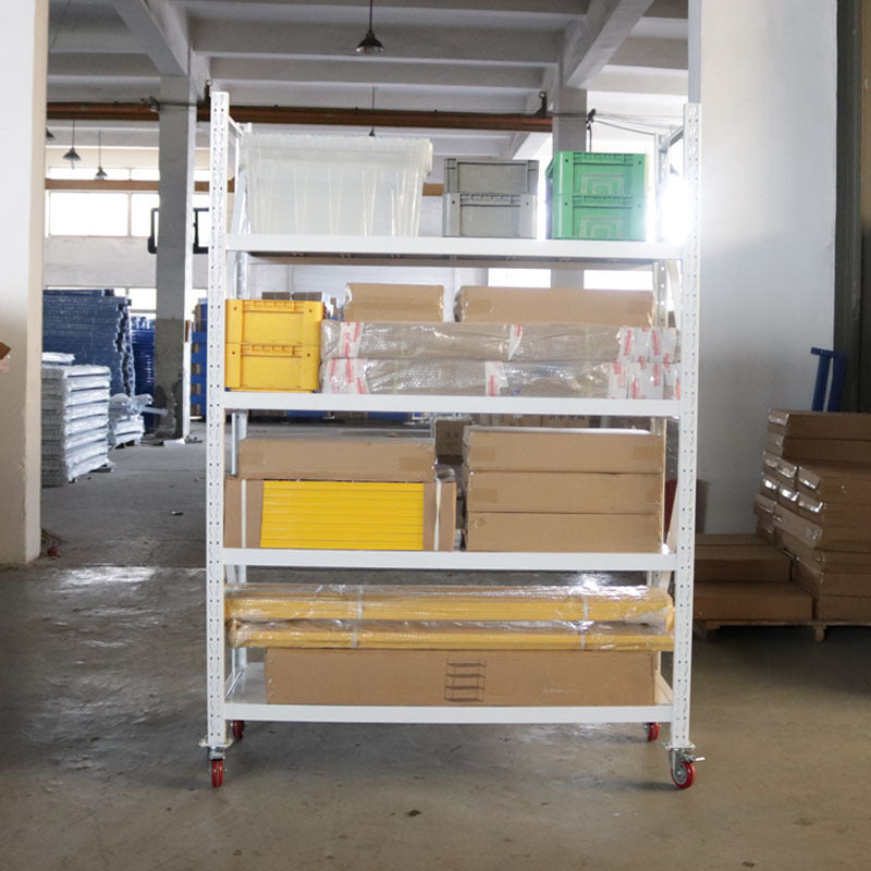 Storage shelves Angle steel shelves Multi-layer household warehouses Stainless steel storage racks Express silent wheel mobile iron racks