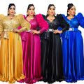 Fashion cross-border  hot diamond sequined banquet dress african new arrival women's plus size high waistdress
