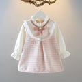 Super cute girl baby dress spring & fall baby dress tweed style princess dress girl spring style dress