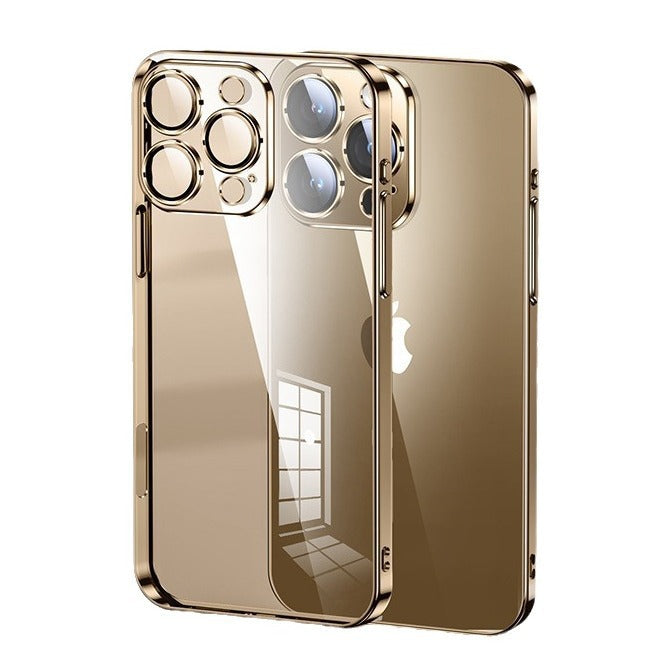 Suitable for iphone 17 pro max electroplated lens film phone case soft apple 15 transparent protective cover anti-fingerprint