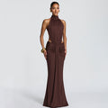 European and american cross-border women's fashion:  spring new arrival - solid color, elegant, sexy, slim-fit, backless mermaid dress