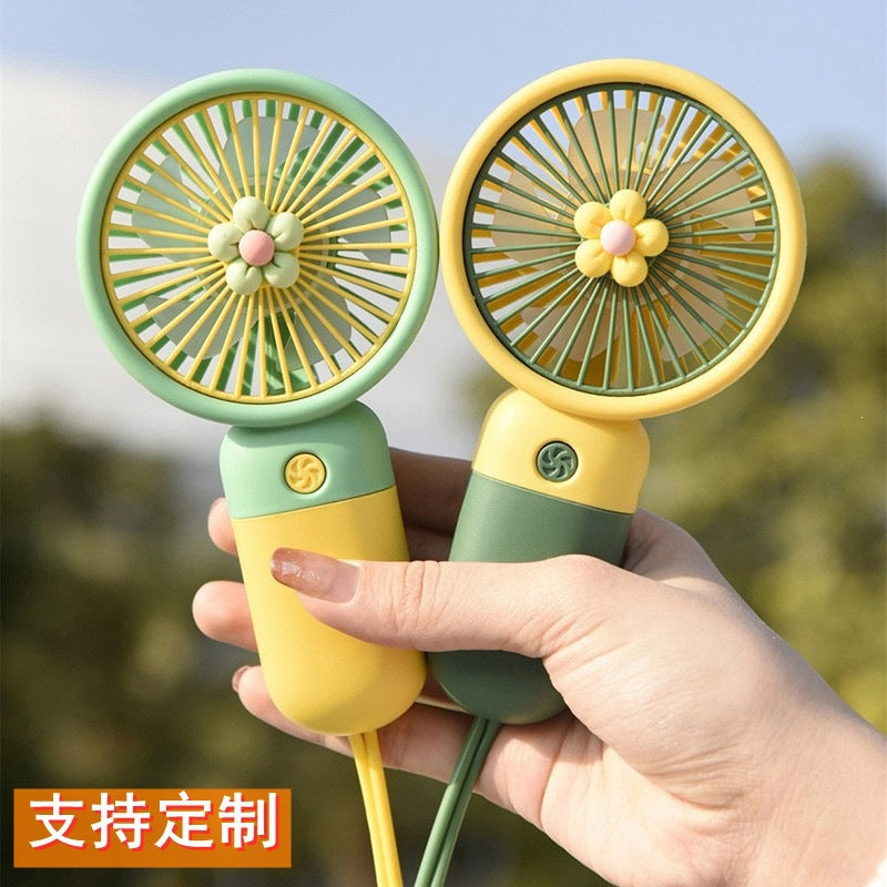 hot-selling handheld mini fan, featuring a cute floral cartoon design. usb powered, desktop mini portable fan, perfect for student gifts and wholesale