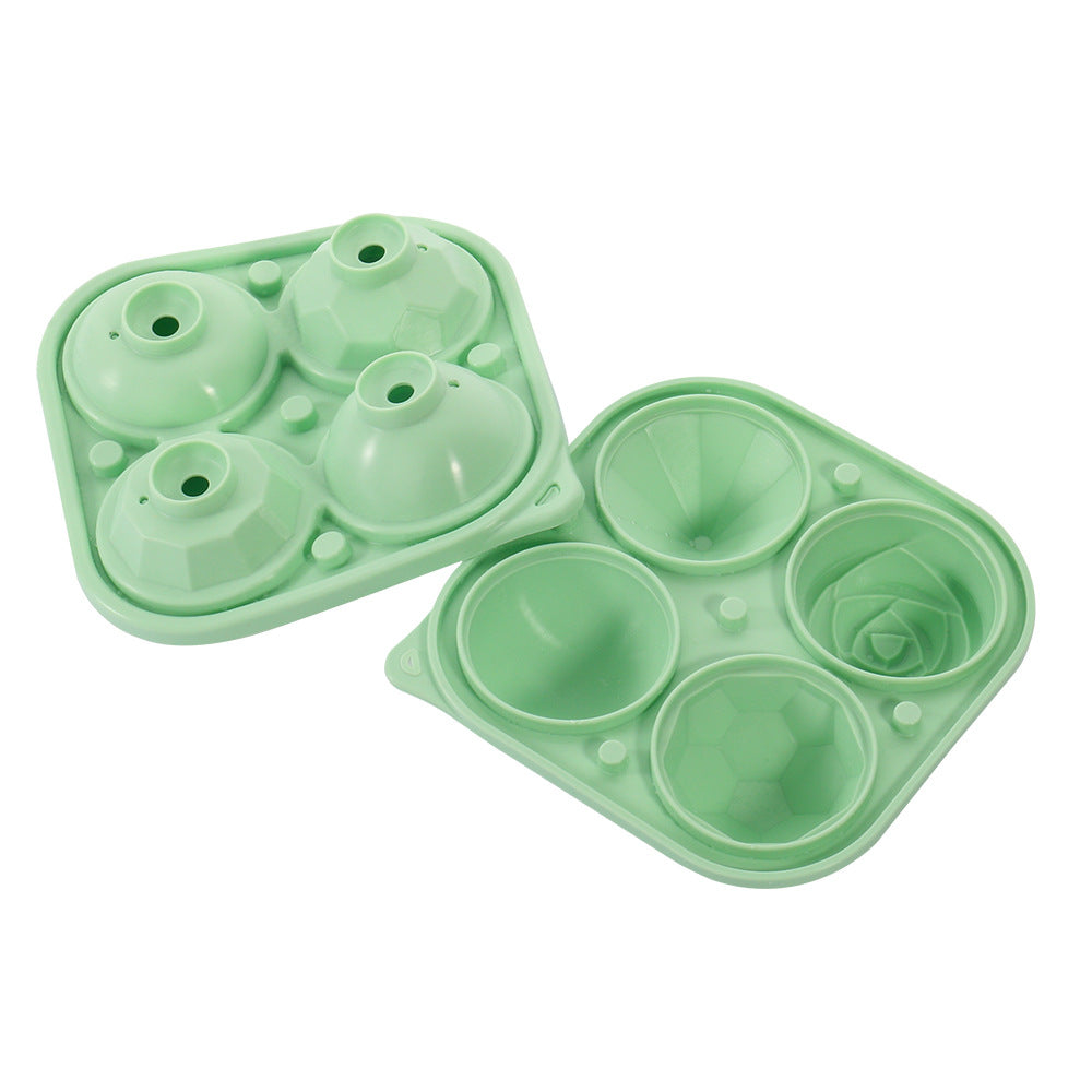 Creative rose silicone ice box multi-shape 4 grid with cover round 5CM easy demoulding silicone ice cube mold