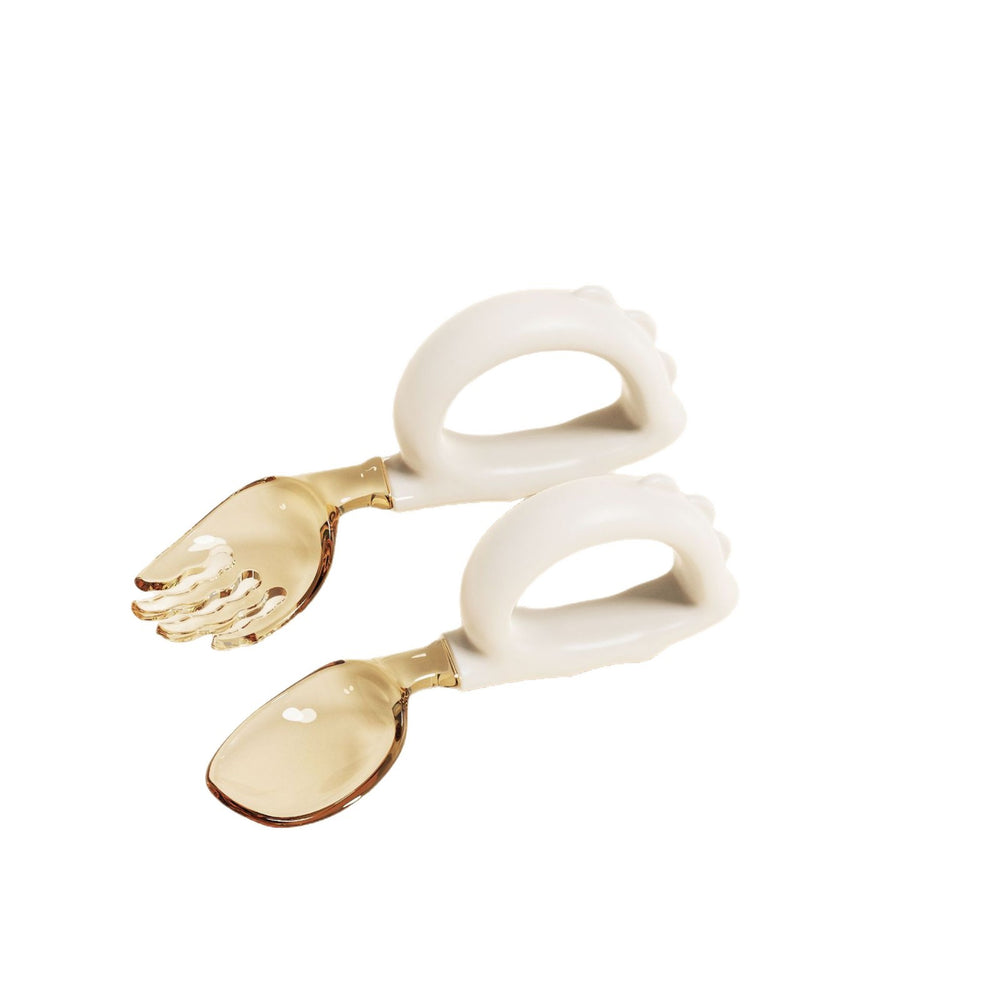 Source factory baby eating fork and spoon suit baby independent eating spoon and fork baby ppsu training fork and spoon
