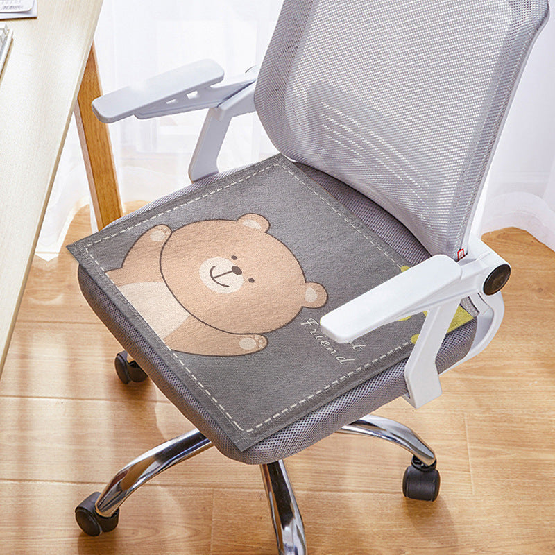 Cartoon cute ice silk seat cushion, car seat cushion, universal in all seasons, summer office seat cushion, work chair non-slip cushion