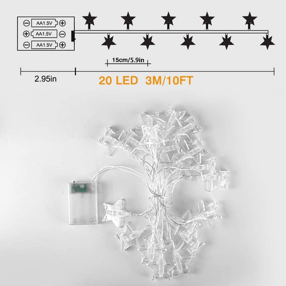 Cross-border hot-selling pentagram LED clip light string, Christmas photo clip decoration light, battery box light string