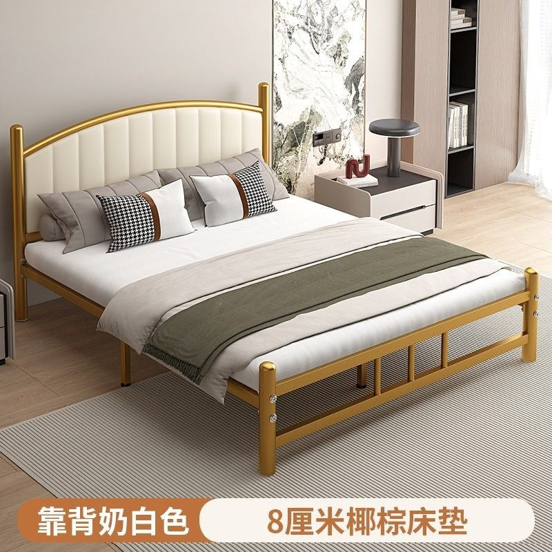 Wrought iron bed sheets double bed 1.2m thickened b&b iron frame bed apartment 1.8 modern casualfor home soft bed