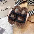 Thick sole fur slippers for women outwear2024 autumn winternew arrival lamb furry popular home one-line cotton slippers
