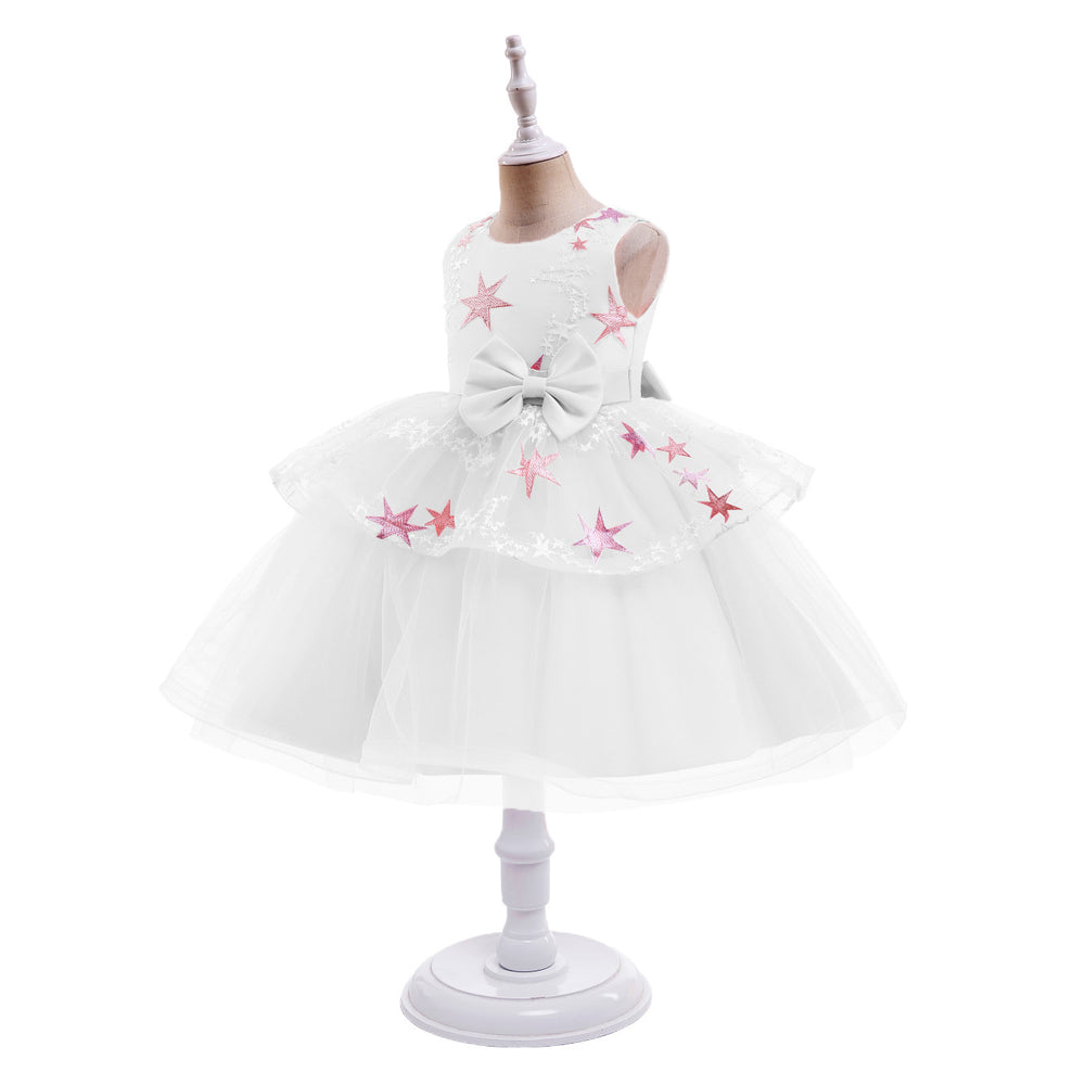 kids dress star sequin princess dress baby girl mesh piano catwalk dress baby dress