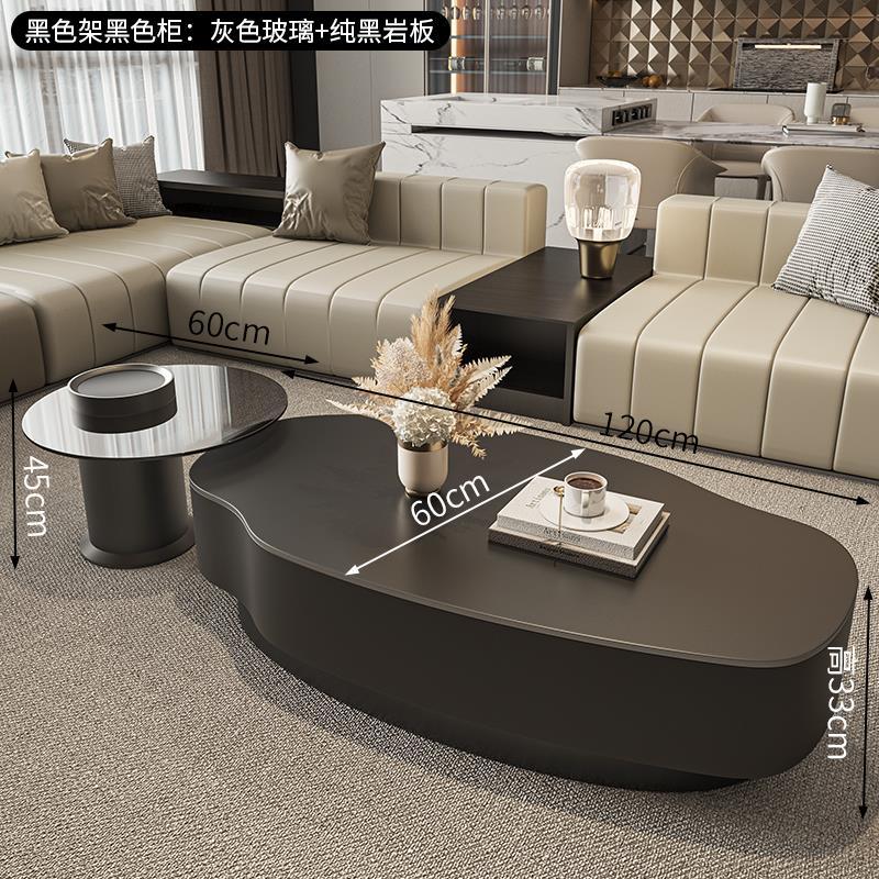 Special-shaped rock slab mango coffee table modern casual size apartment oval living room for home simple