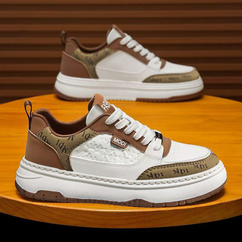 Men's shoes 2026 spring new breathable athletic casual sneakers men's shoes thick sole height increasing white student trendy shoes