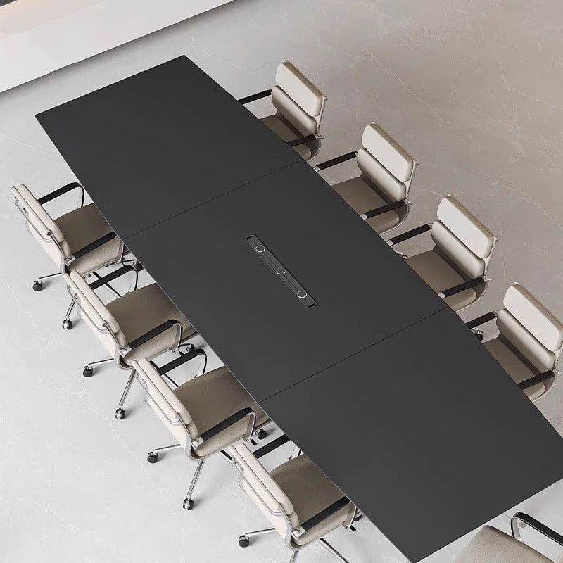 Conference table - minimalist modern office desk, conference room table and chair set, office furniture, large rectangular negotiation and training table