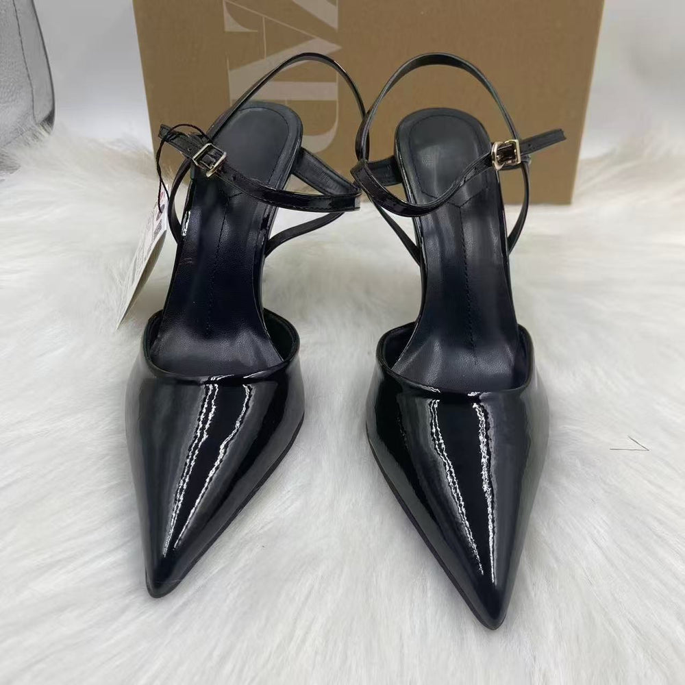 Za2025 spanish spring/summer off-white pointed-toe mules, stiletto heel closed-toe sandals, fairycore fashion