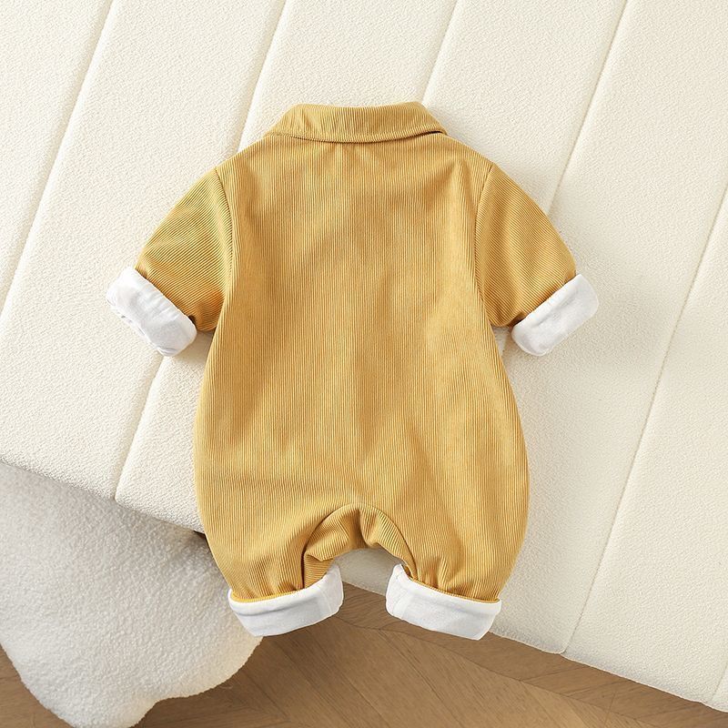 Spring & fall bear infant double layer baby clothes baby newborn style romper one-piece cute long sleeves trendy