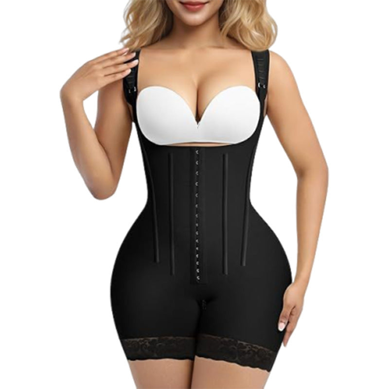 Custom new body shaping, butt lifting, tummy control, slimming bodysuit with steel boning, hook-and-eye closure, mesh bodysuit corset waist cincher
