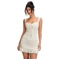 European and american summer new arrival: fashionable, sweet, elegant, and chic wavy pattern halter neck cami mini dress
