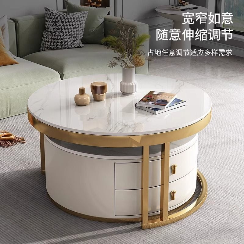 New arrivalaccessible luxury coffee table living room for homecasual modern small apartment classy table round slate popular retractable