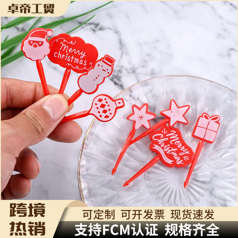 Home party letter fruit fork creative children's animal cute christmas fruit fork set bento tag