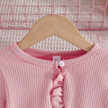 exclusive: kids' fashion solid color jacket & printed dress two-piece set - trendy pink collection