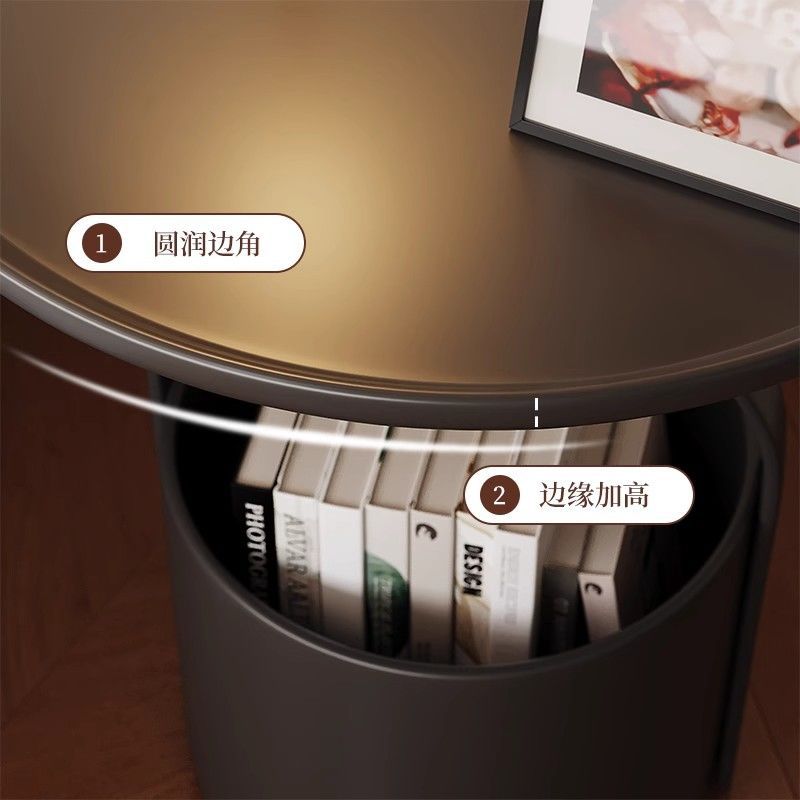Accessible luxury sofa coffee table movable coffee table small apartment casual bedroom bedside study storage rack balcony round table