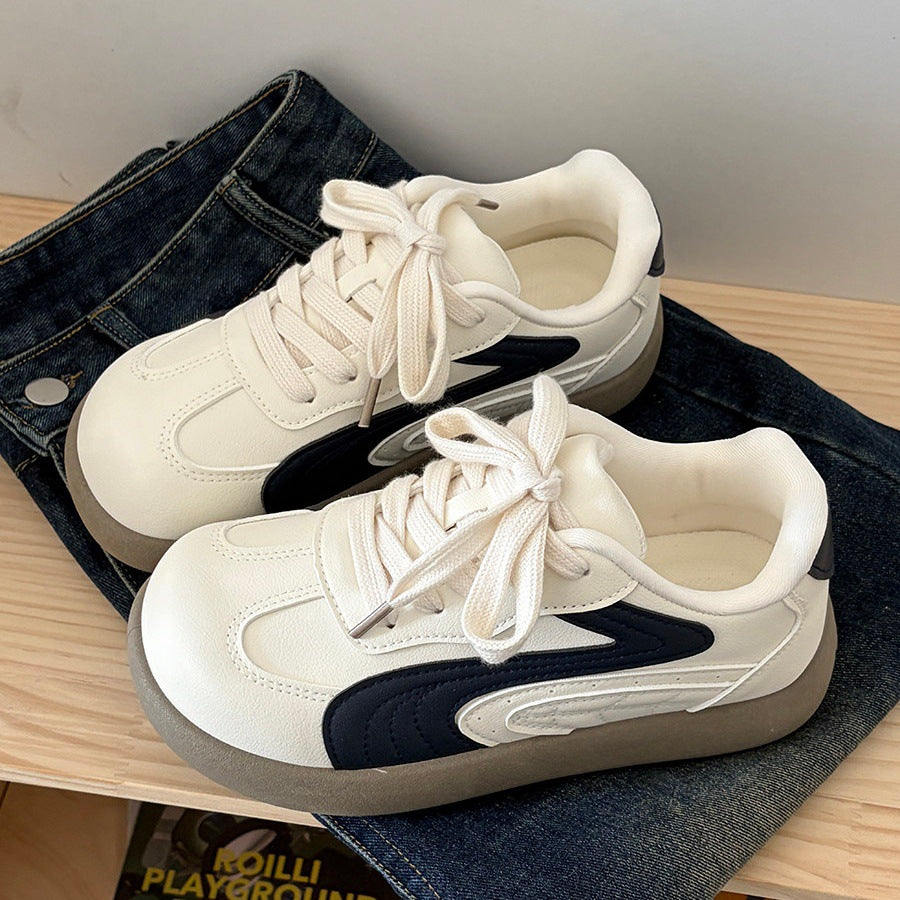 White shoes women's easiest for matchthick sole german training shoes 2026new arrivalspringniche style with color matching pants student sports casual shoes