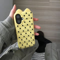 Cat ear custard polka dot puff compatible with apple 17 phone case simple soft and waxy iphone 16 side cat claw case 15