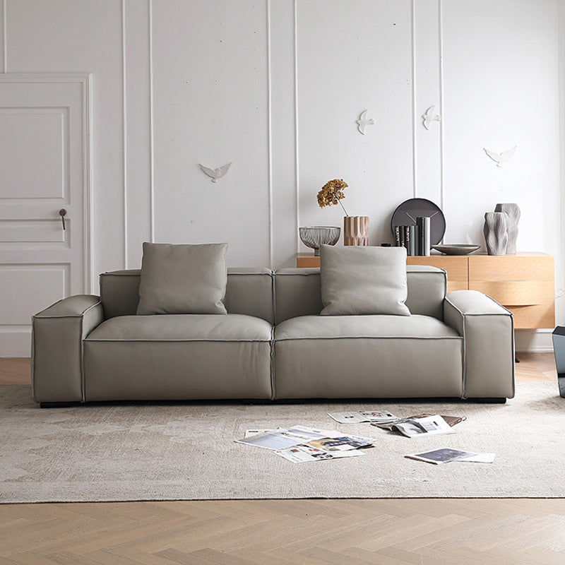 Tofu block genuine leather sofa modern casual first layer cowhide cream style small apartment living room modular modular sofa