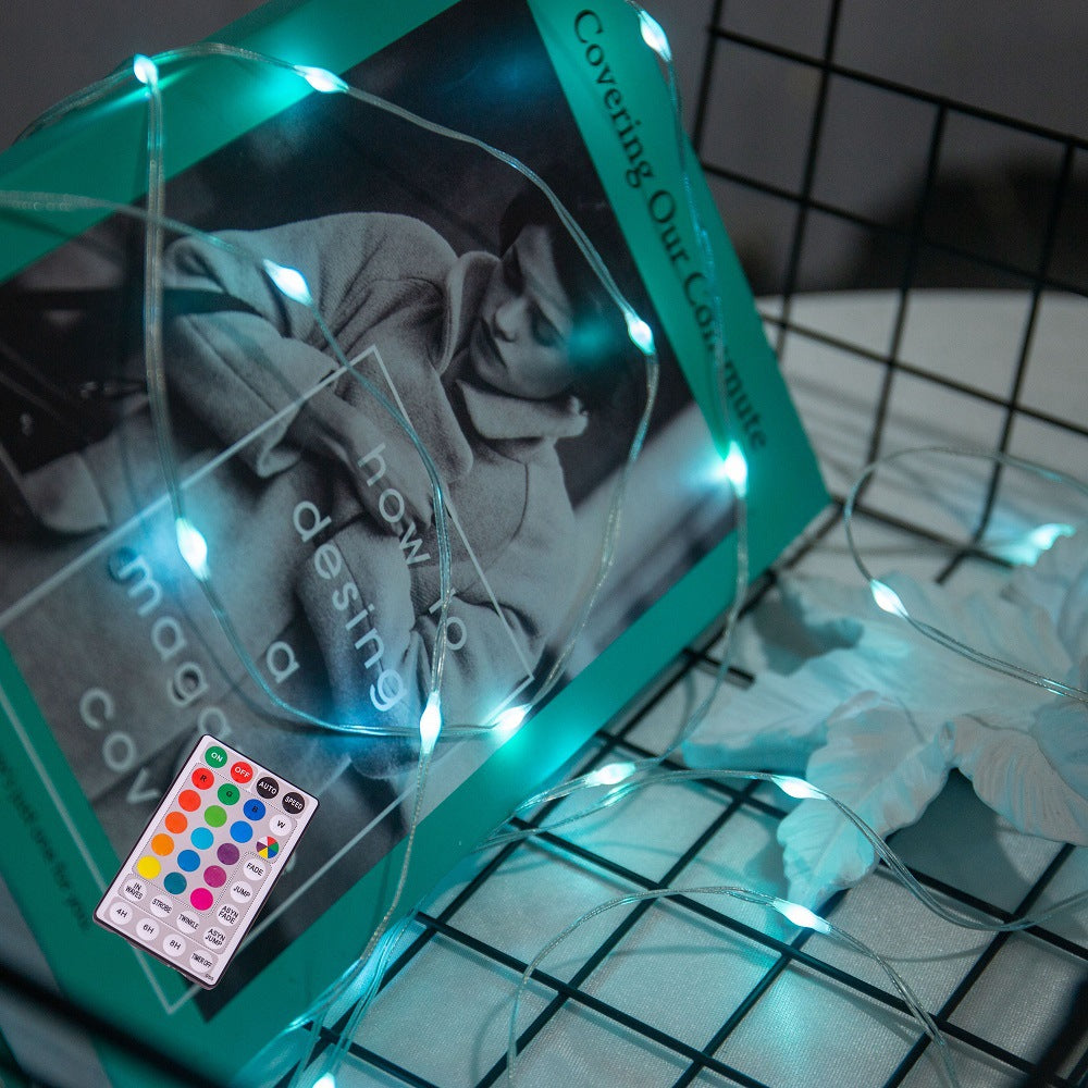 LED light string USB colorful synchronous flash RGB Symphony leather line light 16 color copper wire rubber light wedding Christmas decoration