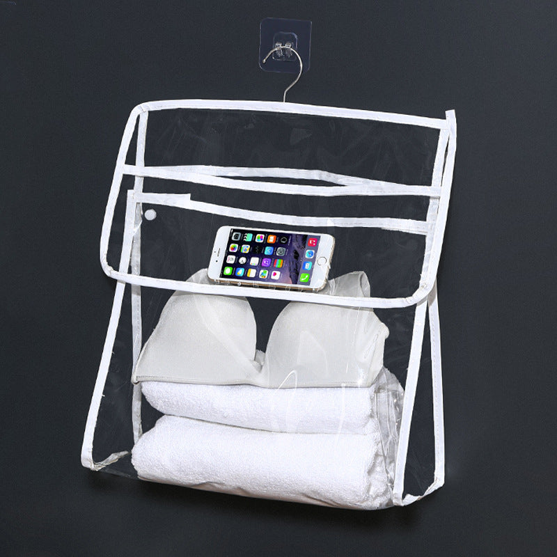 Bathroom clothes storage handy gadget bath clothes waterproof bedroom dormitory storage hanging bag fabric wall hanging storage bag