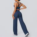 Fashion cross-border nude cross-back bra casual sports hip lifting loose pants fitness yoga wear two-piece set for women