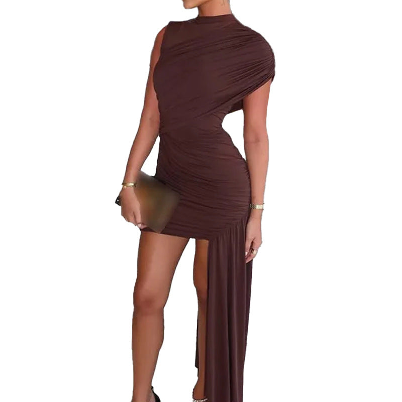 cross-border european and american women's clothing: summer dress for women, elegant bodycon asymmetrical mini skirt 661