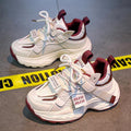 Girls' white sneakers - spring  new collection: lightweight, soft-soled, trendy chunky sneakers with mesh upper