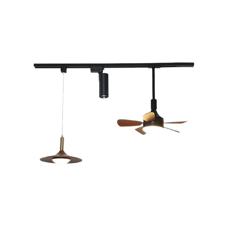 Vintage restaurant track chandelier wabi wind movable bar spotlight medieval walnut fan dining table light