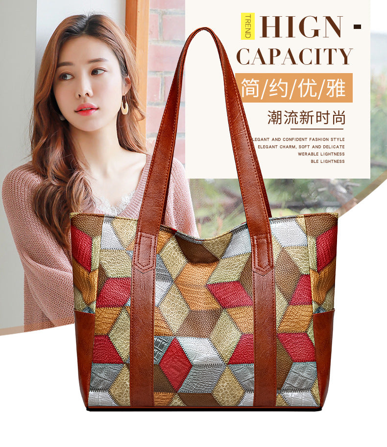 new arrival large-capacity fashion shoulder bag easiest for matchsatchel bag grids pattern tote bag texture work clothing bag ladieswear bag